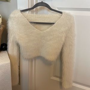 Cropped furry sweater